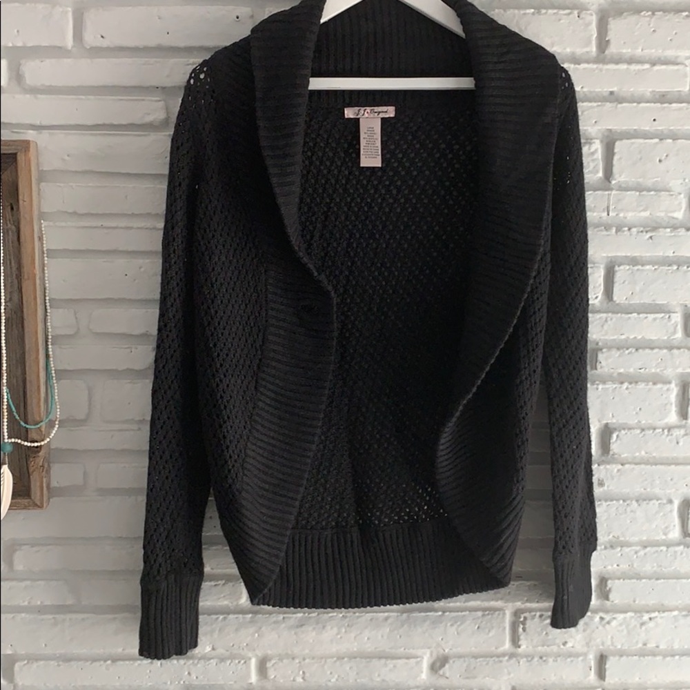 JJ Original Black Knit Button Cardigan Lightweight Classic Women’s L